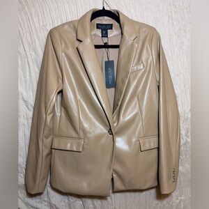 Rachel Zoe Faux Leather Blazer NWT Tan Size M